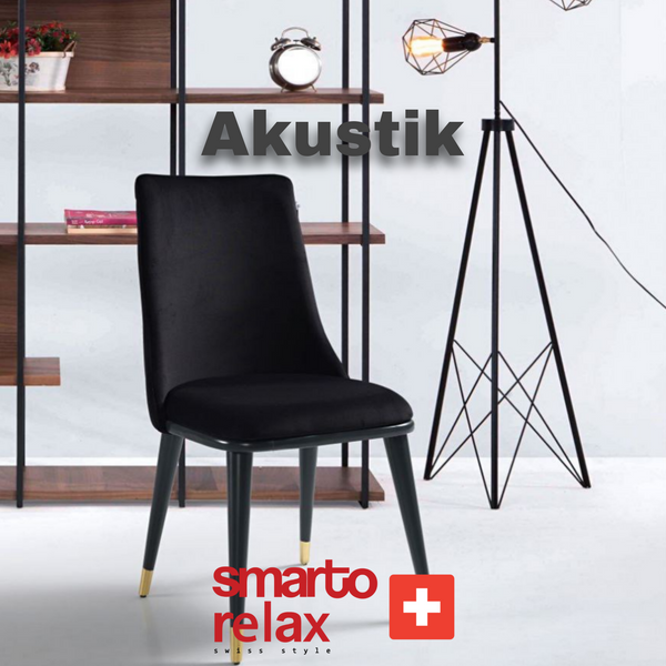 Smarto Relax Akustik 2’li Sandalye Seti — Ahşap Ayaklı, Siyah Kumaş – Default Title