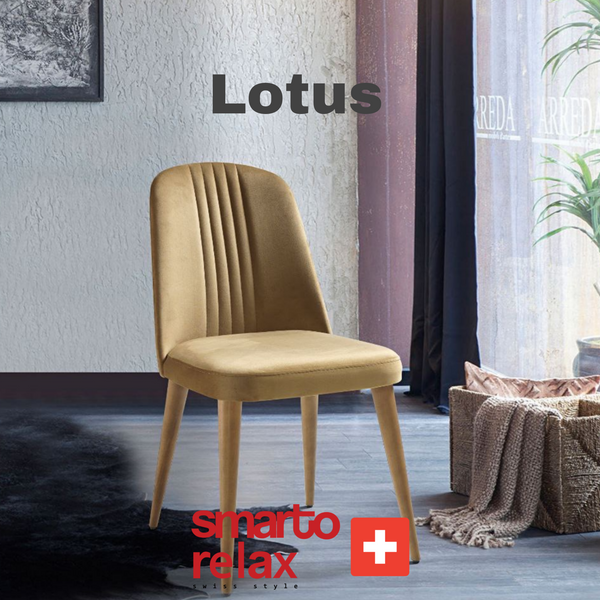 Smarto Relax Lotus 2’li Sandalye Seti — Ahşap Ayaklı, Açık Kahverengi Kumaş – Default Title