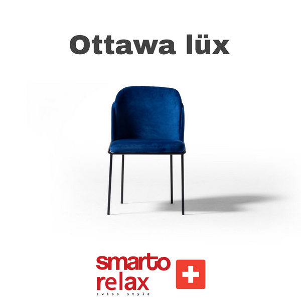 Smarto Relax Ottawa Lüx 2’li Sandalye Seti — Metal Ayaklı, Mavi Kumaş – Default Title