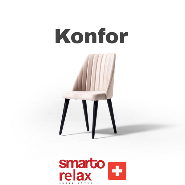 Smarto Relax Konfor 2’li Sandalye Seti — Siyah Metal Ayaklı, Krem – Default Title