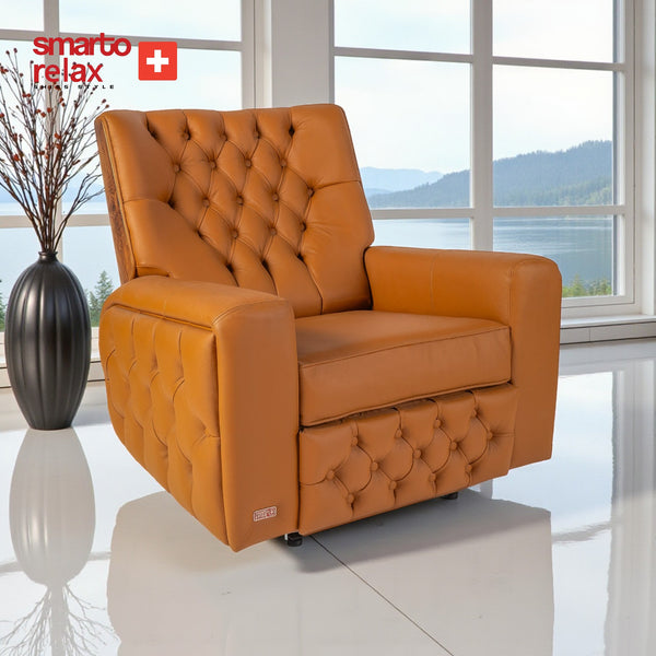 Smarto Relax TV Koltuğu Frigya Elektrikli Sırt Dayanağı Kontrol Panelli Ergonomik Kahverengi Deri Dekoratif Baba Koltuğu – Default Title