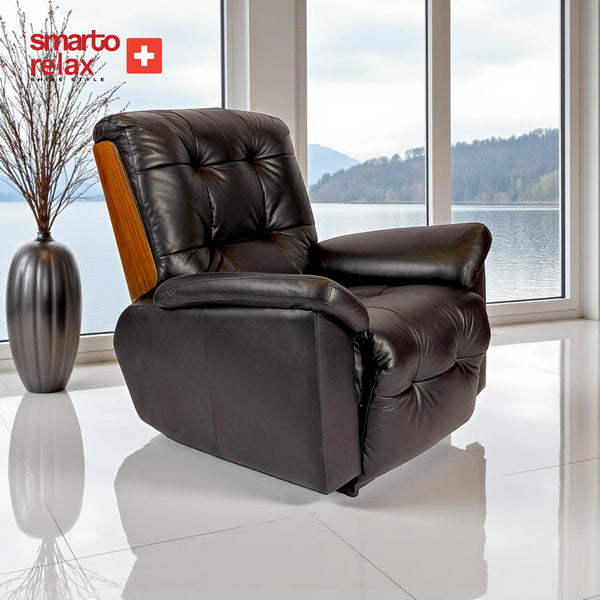 Smarto Relax TV Koltuğu Zürih VIP Elektrikli Sırt Dayanağı Kontrol Panelli Ergonomik Siyah Deri Dekoratif Baba Koltuğu – Default Title