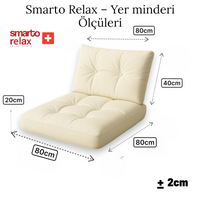 Smarto Relax Sırtlıklı Yer Minderi 80×40 cm | Kapitoneli Zemin Oturma Minderi