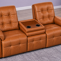 Smarto Relax Berlin 3’lü Orta Konsollu Bardaklıklı Yatar Ayak Uzatmalı Ergonomik Deri Sinema TV Koltuğu