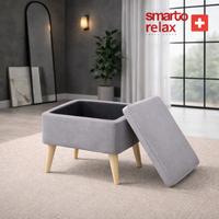 Sandıklı Babyface Puf | Ahşap Ayaklı Depolama Pufu (60x40x45) – Smarto Relax