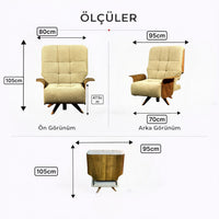 Smarto Relax TV Koltuğu Genova Siena  Ergonomik Döner Mekanizma Kadife/Şönil Krem Rengi