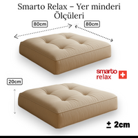 Smarto Relax Babyface Kumaş Kare Yer Minderi 80×80×20cm | Kapitoneli Zemin Oturma Minderi