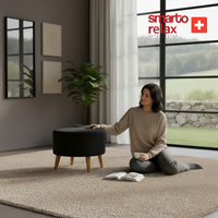 Smarto Relax Ayaklı Yuvarlak Puf – Babyface Kumaş (Çap 45 cm × Yükseklik 40 cm)