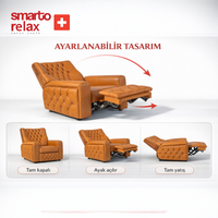 Smarto Relax TV Koltuğu Frigya Elektrikli Sırt Dayanağı Kontrol Panelli Ergonomik Kahverengi Deri Dekoratif Baba Koltuğu