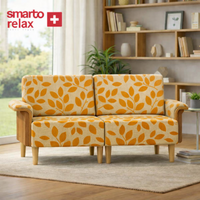 Smarto Relax İstanbul İkili Koltuk 180 cm – Polyester Kumaş, Ahşap İskelet, Ahşap Ayak