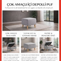 Sandıklı Babyface Puf | Ahşap Ayaklı Depolama Pufu (60x40x45) – Smarto Relax