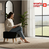 Smarto Relax Ayaklı Yuvarlak Puf – Babyface Kumaş (Çap 45 cm × Yükseklik 40 cm)
