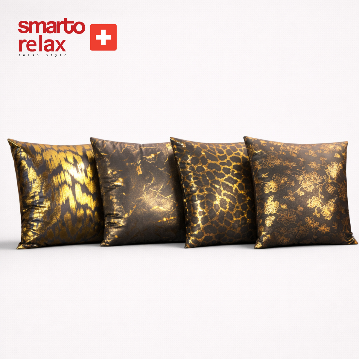 Smarto Relax 4'Lü Antibakteriyel Desenli Dekoratif Dolgulu Kırlent 45x45 cm