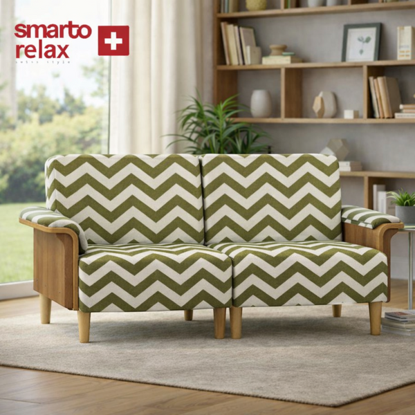 Smarto Relax İstanbul İkili Koltuk 180 cm – Polyester Kumaş, Ahşap İskelet, Ahşap Ayak2