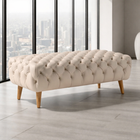 Smarto Relax Puf Adelboden Ahşap Ayaklı Kapitoneli 100x50x40 cm