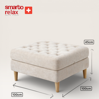 Smarto Relax Mürren Tufted Ottoman with Feet Decorative 100x100x45 cm