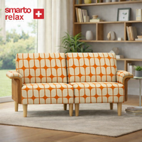 Smarto Relax İstanbul İkili Koltuk 180 cm – Polyester Kumaş, Ahşap İskelet, Ahşap Ayak
