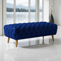 Smarto Relax Puf Adelboden Ahşap Ayaklı Kapitoneli 100x50x40 cm