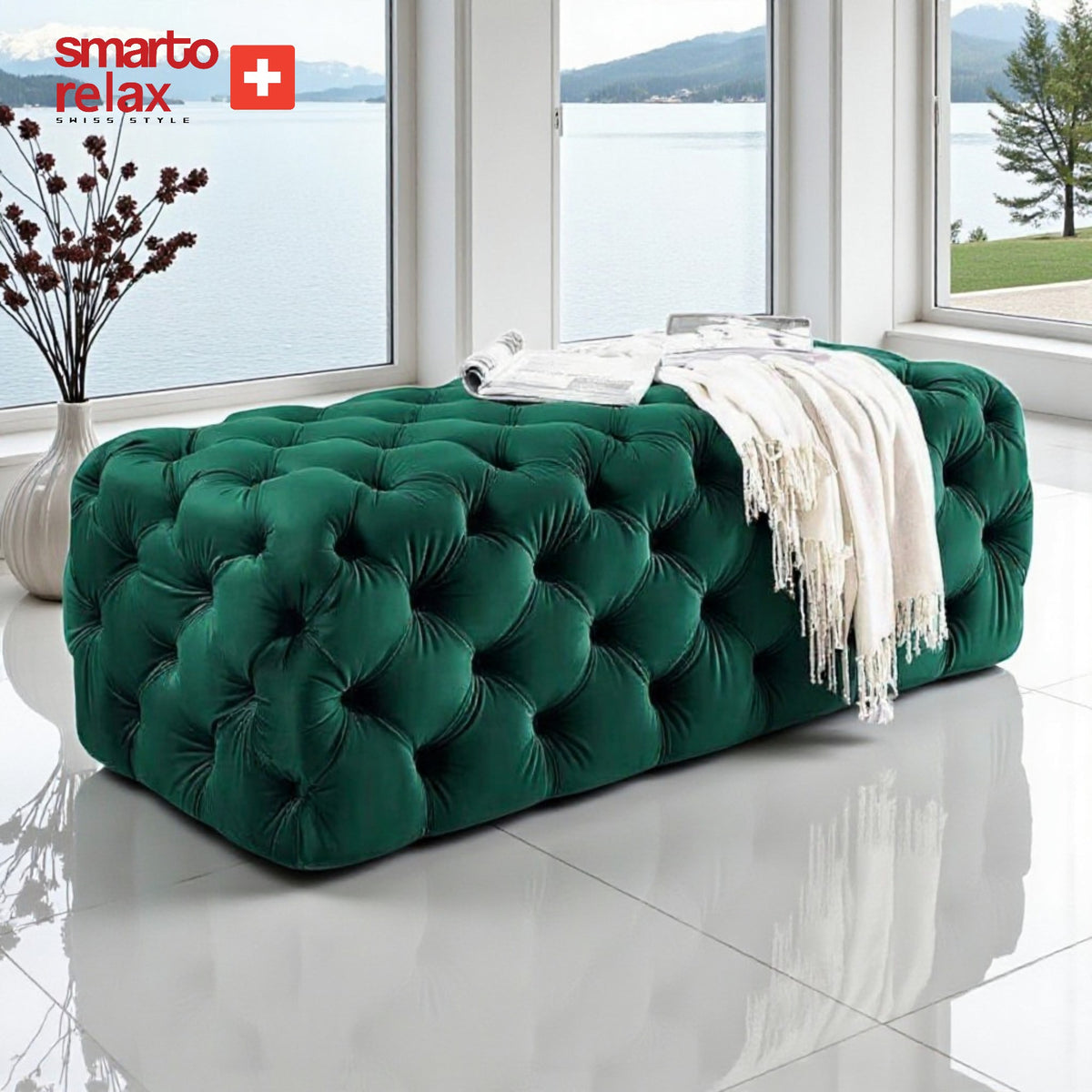 Smarto Relax Puf Soglio Ayaksız Kapitoneli Dekoratif 100x45x45 cm