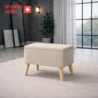 Sandıklı Babyface Puf | Ahşap Ayaklı Depolama Pufu (60x40x45) – Smarto Relax