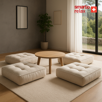 Smarto Relax Babyface Kumaş Kare Yer Minderi 80×80×20cm | Kapitoneli Zemin Oturma Minderi
