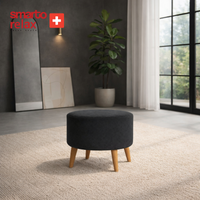 Smarto Relax Ayaklı Yuvarlak Puf – Babyface Kumaş (Çap 45 cm × Yükseklik 40 cm)