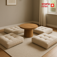 Smarto Relax Babyface Kumaş Kare Yer Minderi 80×80×20cm | Kapitoneli Zemin Oturma Minderi