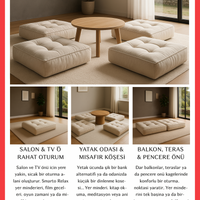 Smarto Relax Babyface Kumaş Kare Yer Minderi 80×80×20cm | Kapitoneli Zemin Oturma Minderi