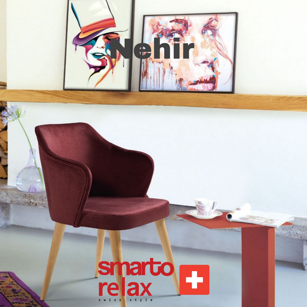 Smarto Relax Nehir 2’li Sandalye — Ahşap Ayaklı, Kırmızı Kumaş – Default Title
