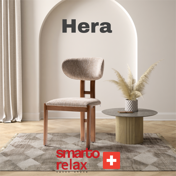 Smarto Relax Hera 2’li Sandalye Seti — Ahşap Ayaklı, Krem Kumaş – Default Title