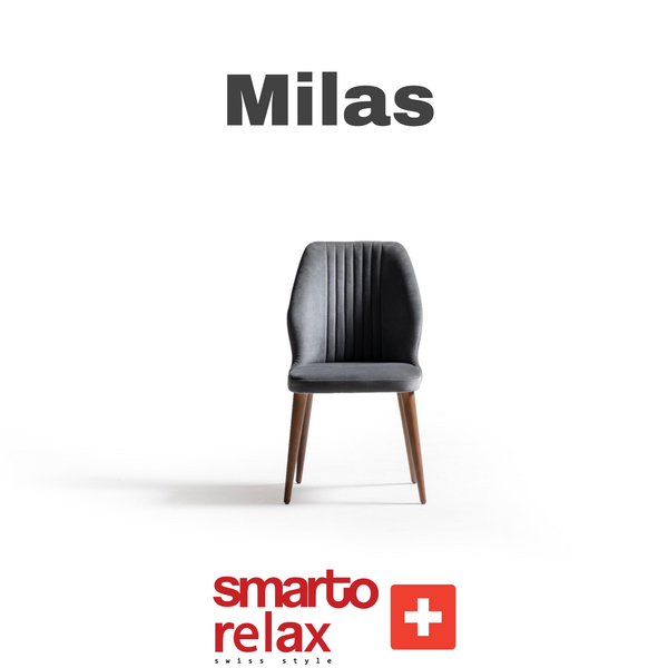 Smarto Relax Milas 2’li Sandalye Seti — Ahşap Ayaklı, Gri Kumaş – Default Title