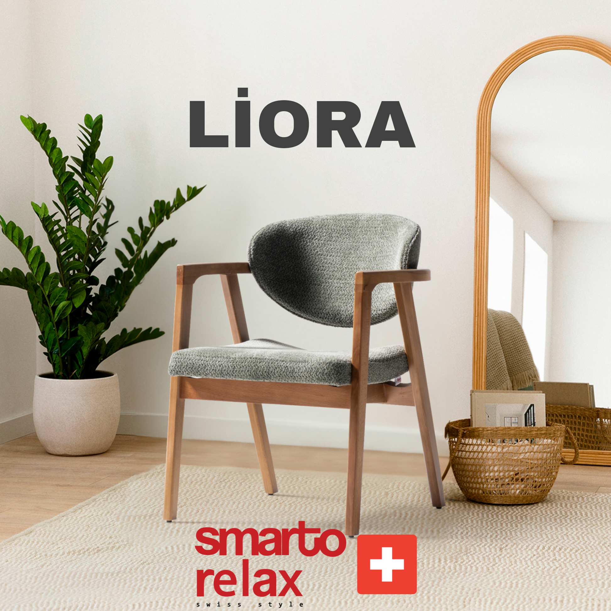 “Smarto Liora sandalye – krem suetderi kumaşla modern oturma deneyimi ve yumuşak dokunuş”
