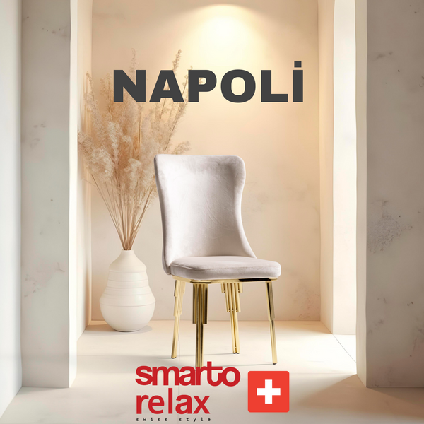 Smarto Relax Napoli 2’li Sandalye Seti — Metal Ayaklı (Altın Renk), Krem – Default Title