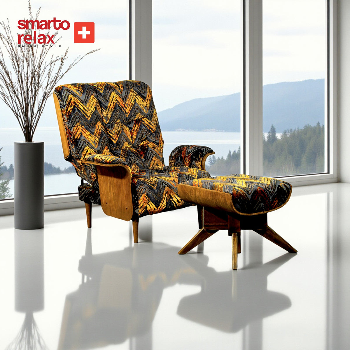 Smarto Relax TV Koltuğu Genova Forte Sabit Ergonomik Kadife/Şönil Sarı Siyah Dekoratif Baba Koltuğu