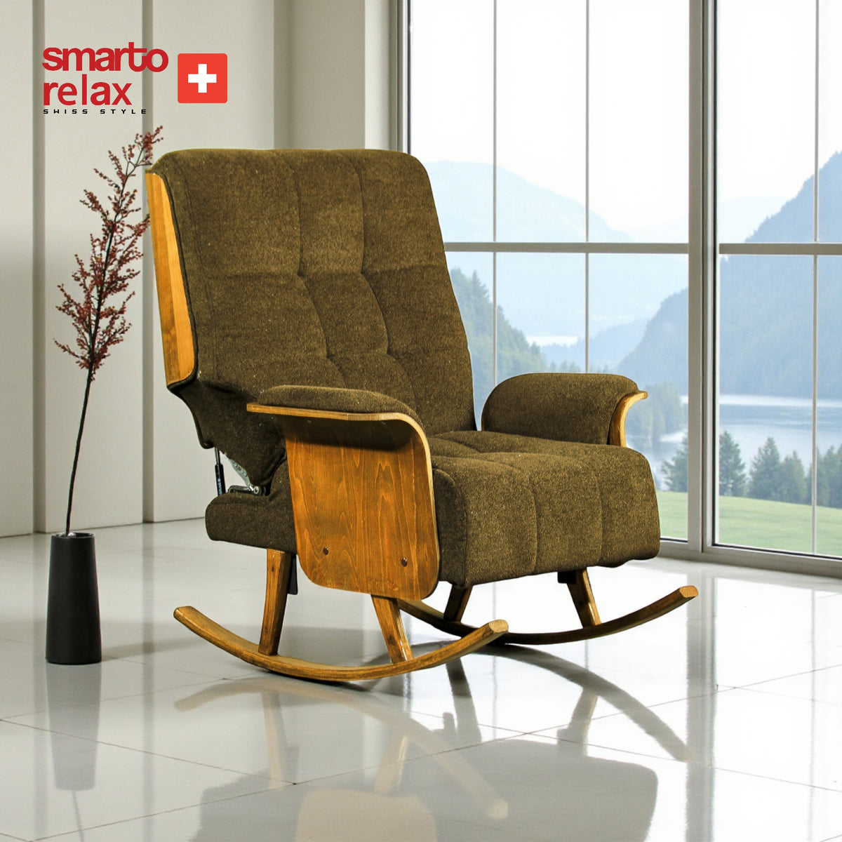Smarto Relax TV Armchair Genova Nero Recliner Ergonomic Velvet/Chenille Brown