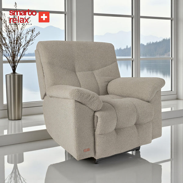Smarto Relax TV Koltuğu Hitit Elektrikli Sırt Dayanağı Kontrol Panelli Ergonomik Kadife Polyester Açık Gri Dekoratif Baba Koltuğu – Default Title