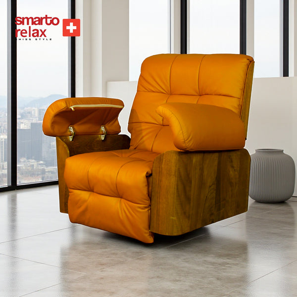 Smarto Relax TV Koltuğu Münih Elektrikli Kontrol Panelli Ergonomik Kahverengi Deri Dekoratif Baba Koltuğu – Default Title