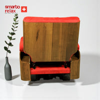 Smarto Relax TV Koltuğu Madrid Elektrikli Kontrol Panelli Ergonomik Kırmızı Deri Dekoratif Baba Koltuğu