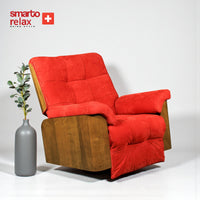 Smarto Relax TV Koltuğu Madrid Elektrikli Kontrol Panelli Ergonomik Kırmızı Deri Dekoratif Baba Koltuğu