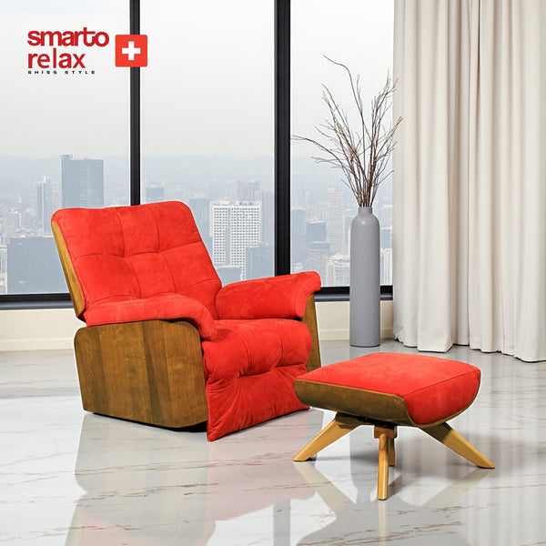 Smarto Relax TV Koltuğu Madrid Elektrikli Kontrol Panelli Ergonomik Kırmızı Deri Dekoratif Baba Koltuğu – Default Title
