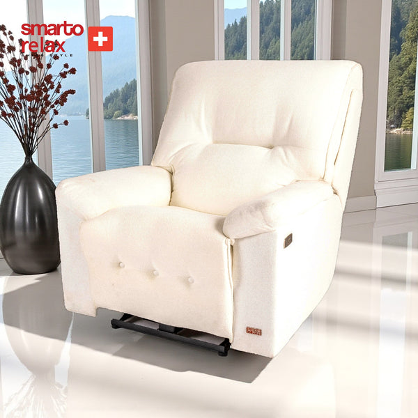 Smarto Relax TV Koltuğu Porto Elektrikli Sırt Dayanağı Kontrol Panelli Ergonomik Beyaz Dekoratif Baba Koltuğu – Default Title