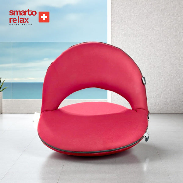 Smarto relax SmartoRelax Katlanabilir Yuvarlak Zemin Koltuğu – Ayarlanabilir Sırt Destekli,Bordo – Default Title
