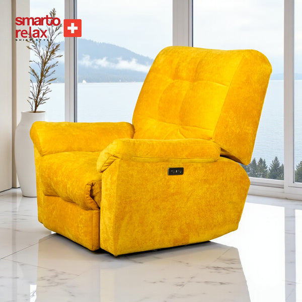 Smarto Relax TV Koltuğu Milan Elektrikli Ergonomik Kadife/Şönil Sarı Kontrol Panelli Dekoratif Baba Koltuğu – Default Title