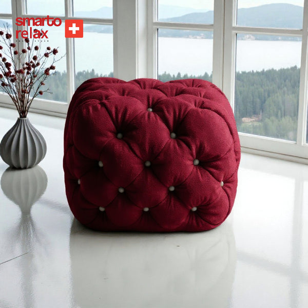 Smarto Relax Puf Zinal Ayaksız Kapitoneli Kare 45x45 cm – Purple