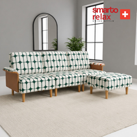 Smarto Relax İstanbul Köşe Takımı (Puflu) – Polyester Kumaş, Ahşap İskelet, Ahşap Ayaklı L Koltuk