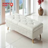 Smarto Relax Puf Appenzell Sandıklı Kapitoneli Ayaklı Dekoratif 100x40x45 cm