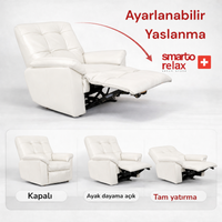 Smarto Relax TV Koltuğu Basel Elektrikli Masajlı Sırt Dayanağı Kontrol Panelli Ergonomik Deri Dekoratif Baba Koltuğu