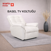 Smarto Relax TV Koltuğu Basel Elektrikli Masajlı Sırt Dayanağı Kontrol Panelli Ergonomik Deri Dekoratif Baba Koltuğu