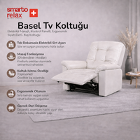 Smarto Relax TV Koltuğu Basel Elektrikli Masajlı Sırt Dayanağı Kontrol Panelli Ergonomik Deri Dekoratif Baba Koltuğu