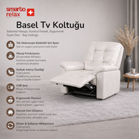 Smarto Relax Basel Electric Massage Swivel and Rocking Mechanism TV Armchair with Backrest Control Panel Ergonomic Leather Decorative Recliner